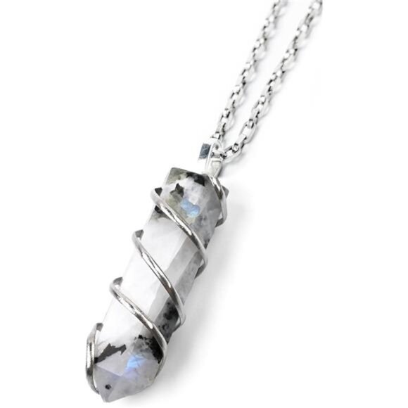 Rainbow Moonstone Healing Crystal Necklace - Lunar Pendant Balance, Inner Light - Picture 1 of 8